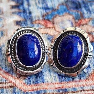Eloise Kee Navajo Earrings Lapis and Sterling Pierced